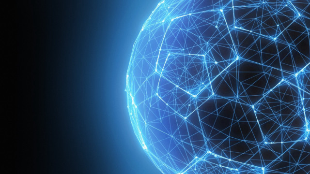 Blue sphere lines dots background free wallpaper for desktop - medium preview image