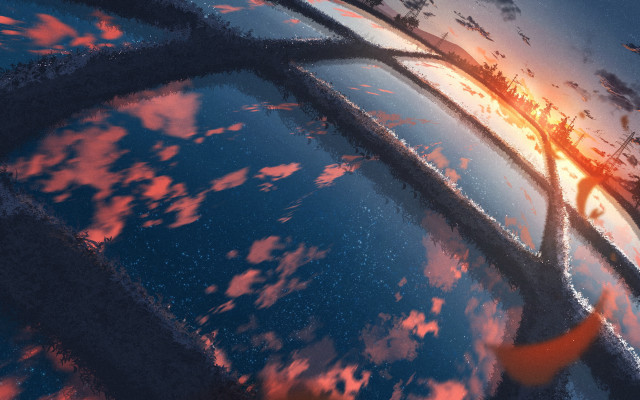 Car sunset cloud reflection matte free wallpaper for desktop - medium preview image