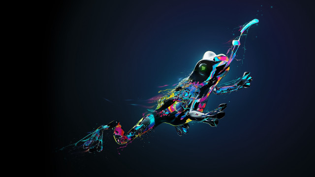 Colorful lizard flying psychedelic airbrush free wallpaper for desktop - medium preview image