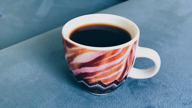 Coffee cup blue tablecloth cloisonnism free wallpaper for desktop - medium preview image