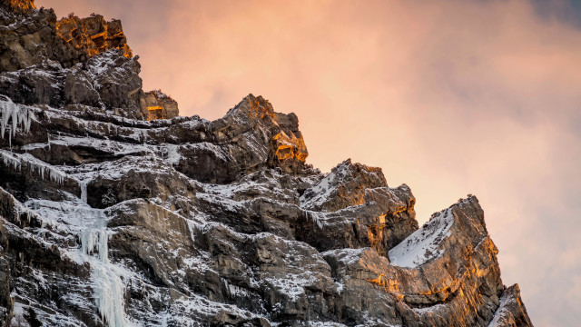 Mountain waterfall cloudy sky cityscape free wallpaper for desktop - medium preview image