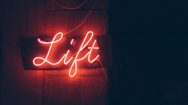 Neon sign lift dark room free wallpaper for desktop - medium preview image