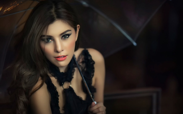Gothic black dress umbrella red free wallpaper for desktop - medium preview image