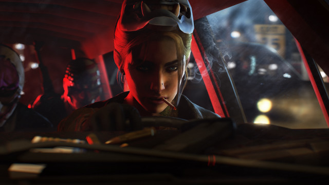 Woman car cigarette man suit free wallpaper for desktop - medium preview image