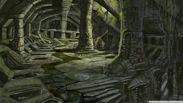 Cave stream trees growing nature free wallpaper for desktop - medium preview image