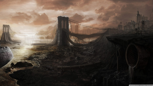 City bridge bird ground cloudy free wallpaper for desktop - medium preview image