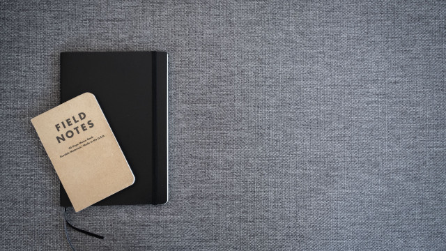 Notebook notepad gray surface black free wallpaper for desktop - medium preview image