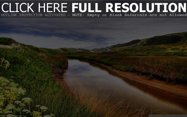 River lush hillside forest flowers free wallpaper for desktop - medium preview image