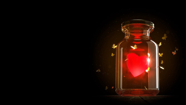 Heart glass jar butterflies night free wallpaper for desktop - medium preview image