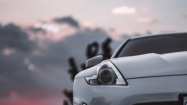 Car sunset cloudy sky red free wallpaper for desktop - medium preview image