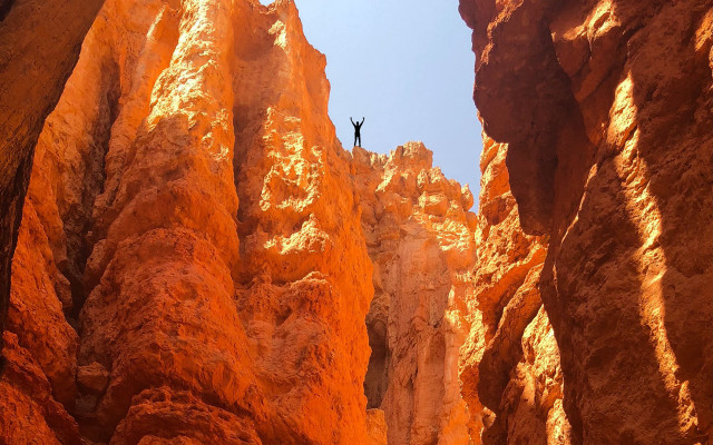 Cliff canyon orange rocks blue free wallpaper for desktop - medium preview image