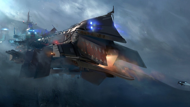 Futuristic ship aircraft fighter jet free wallpaper for desktop - medium preview image