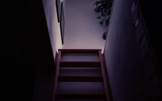 Staircase plant dark room light free wallpaper for desktop - medium preview image