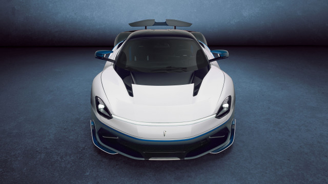 White sports car blue stripe free wallpaper for desktop - medium preview image