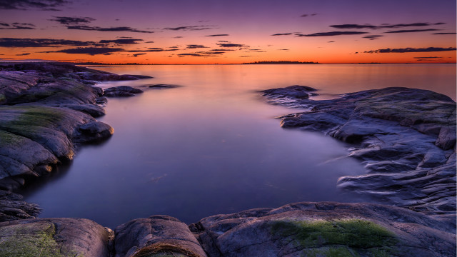 Sunset water rocks clouds mystical #2 free wallpaper for desktop - medium preview image