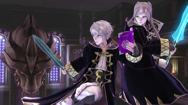 Animated characters purple box dark free wallpaper for desktop - medium preview image