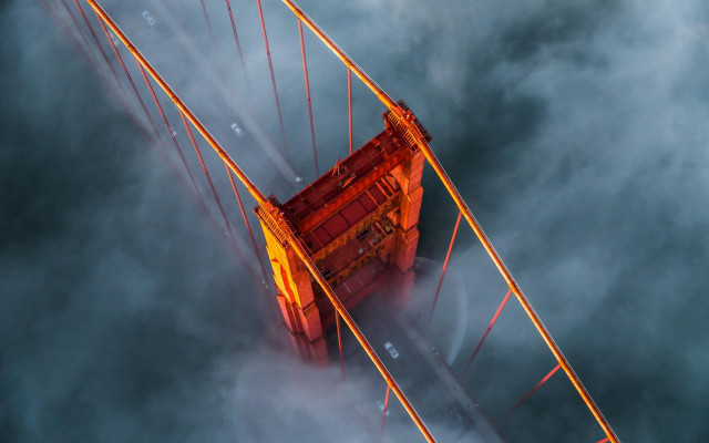 Bridge clouds orange yellow matte free wallpaper for desktop - medium preview image