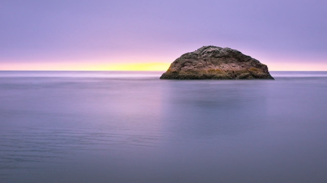 Rock ocean sunset purple light free wallpaper for desktop - medium preview image