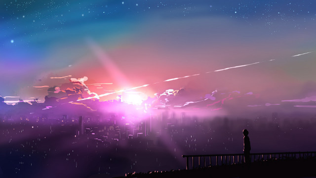 Hill city night moon stars free wallpaper for desktop - medium preview image