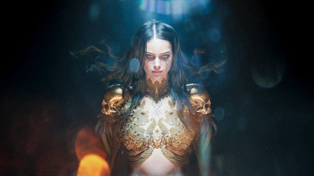 Gold suit skull dark room free wallpaper for desktop - medium preview image