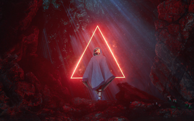 Man cave neon triangle red free wallpaper for desktop - medium preview image