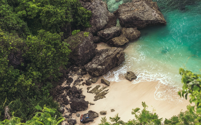 Beach rock formation water trees #2 free wallpaper for desktop - medium preview image