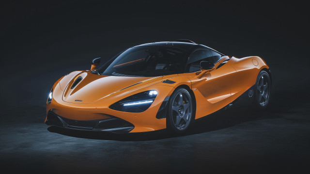 Orange sports car dark room #2 free wallpaper for desktop - medium preview image