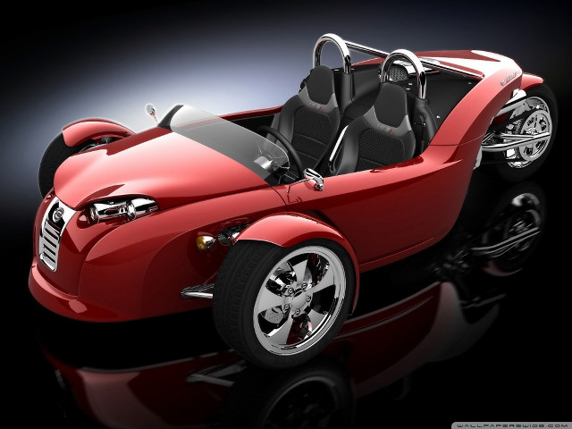Red car black top chrome free wallpaper for desktop - medium preview image
