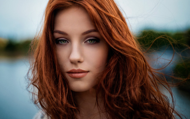 Woman red hair blue eyes #6 free wallpaper for desktop - medium preview image