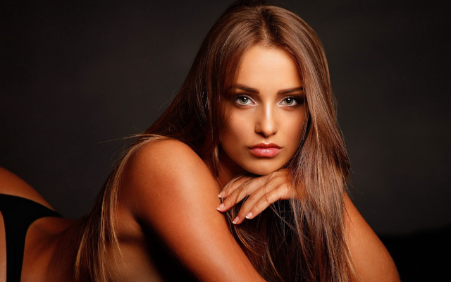 Woman longhair posing chin eyesclosed free wallpaper for desktop - medium preview image