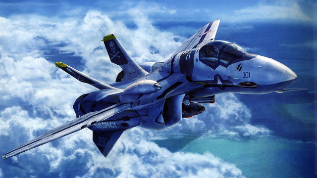 Fighter jet clouds water airbrush free wallpaper for desktop - medium preview image