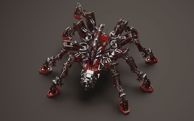 Red silver spider metal body free wallpaper for desktop - medium preview image