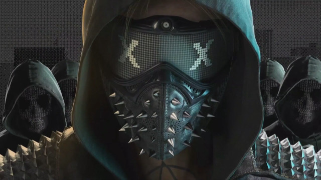 Hooded man spiked mask cyberpunk free wallpaper for desktop - medium preview image