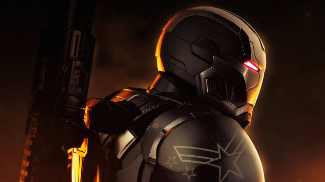 Futuristic man suit sword helmet free wallpaper for desktop - medium preview image