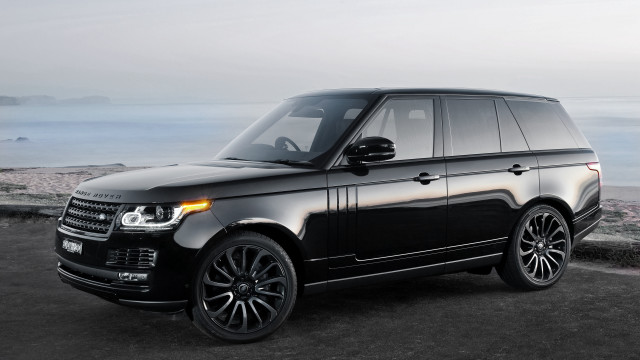 Black range rover ocean cliff free wallpaper for desktop - medium preview image