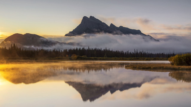 Mountain lake forest sunset clouds #3 free wallpaper for desktop - medium preview image
