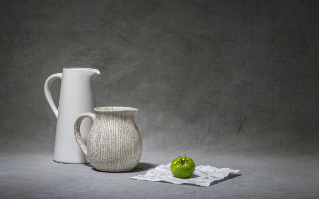 White pitcher green apple tablecloth free wallpaper for desktop - medium preview image