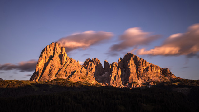Mountain clouds trees sunset volcano free wallpaper for desktop - medium preview image