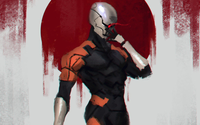 Futuristic suit man wine cyberpunk free wallpaper for desktop - medium preview image
