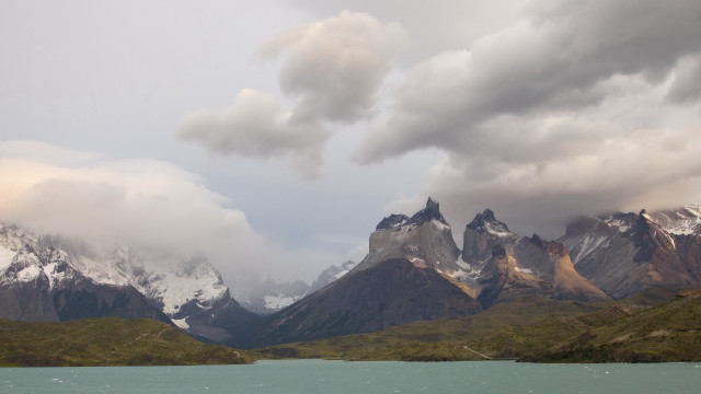 Mountain lake clouds snow capped #3 free wallpaper for desktop - medium preview image