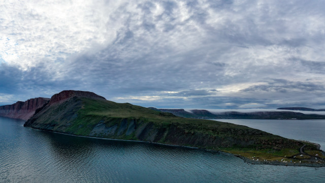 Lake island cloudy sky mountain free wallpaper for desktop - medium preview image