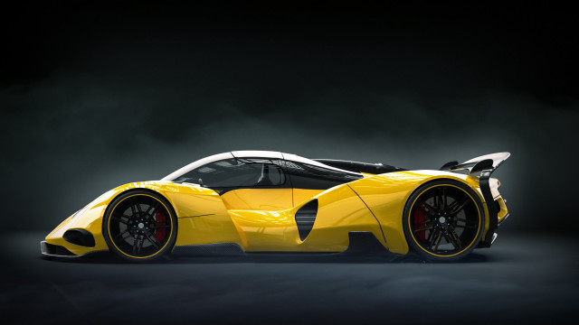 Yellow sports car black background free wallpaper for desktop - medium preview image