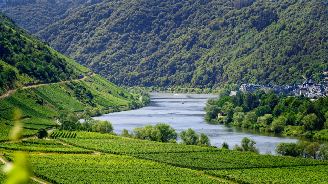 River valley hillside landscape impressionist free wallpaper for desktop - medium preview image