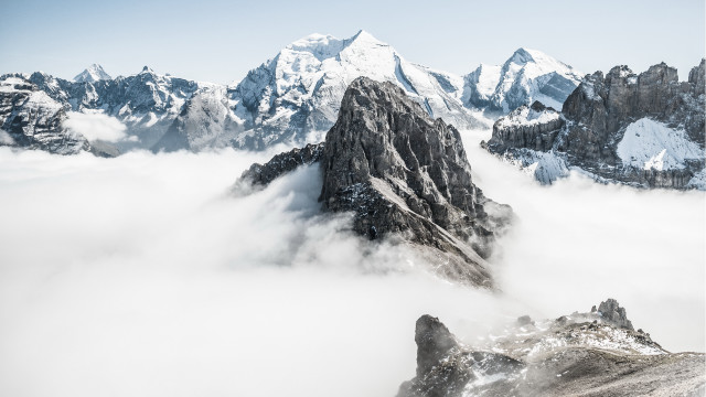 Snowy mountain range clouds france free wallpaper for desktop - medium preview image