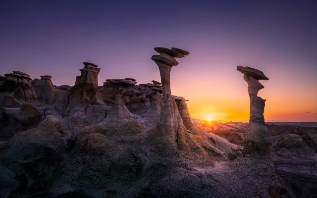 Sunset rocky landscape rock formation free wallpaper for desktop - medium preview image