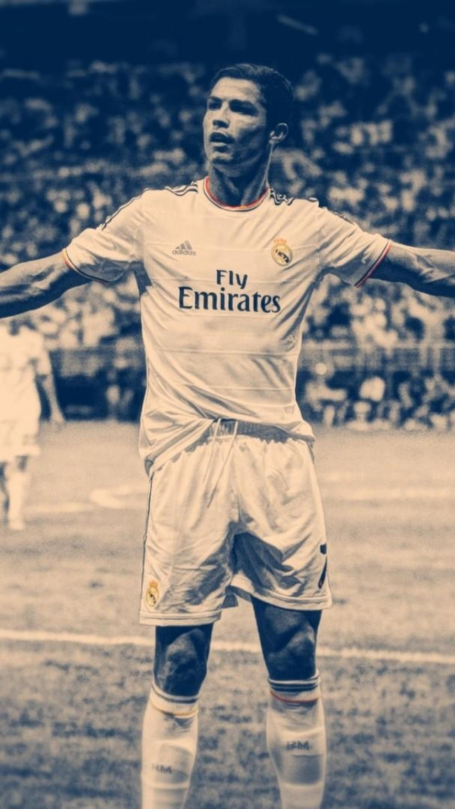 Man standing soccer field arms free wallpaper for mobile - medium preview image