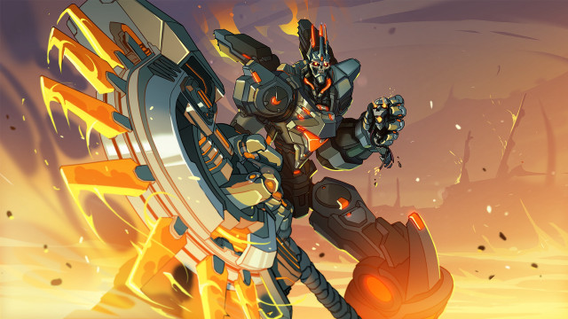 Robot flame background cannon embers free wallpaper for desktop - medium preview image