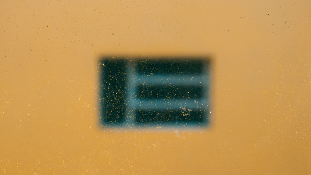 Blue window yellow wall night free wallpaper for desktop - medium preview image