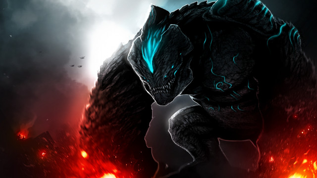 Godzilla battle fire embers glowing free wallpaper for desktop - medium preview image