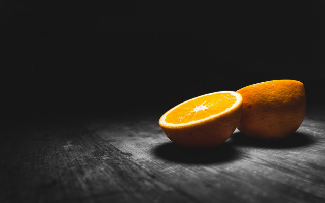 Orange halved whole table dark free wallpaper for desktop - medium preview image